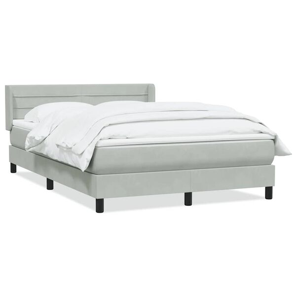 vidaXL Boxspring met matras fluweel lichtgrijs 140x220 cm