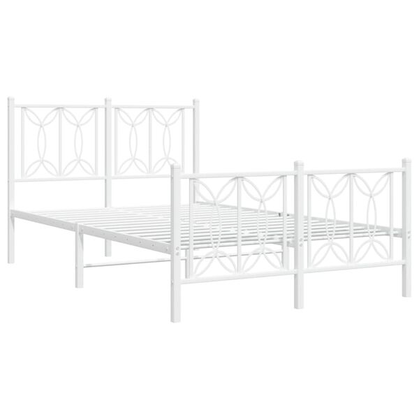 vidaXL Bedframe met hoofd- en voeteneinde metaal wit 120x200 cm