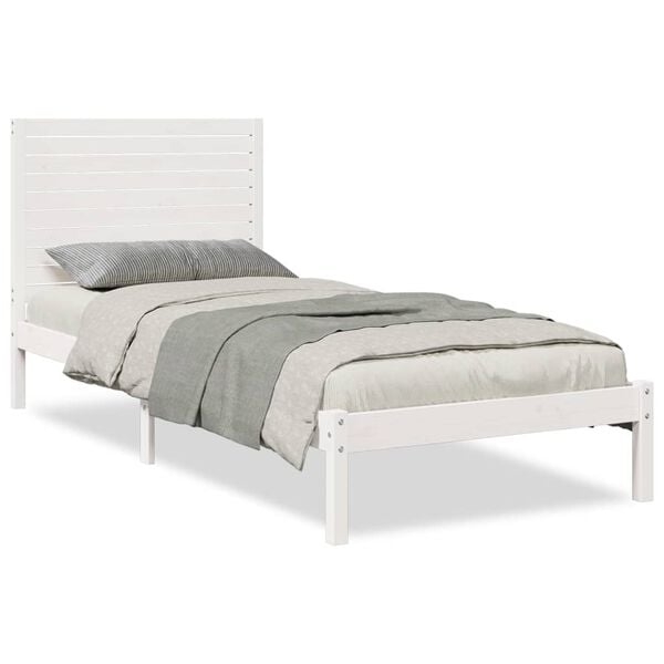 vidaXL Bedframe extra lang zonder matras massief hout wit 90x220 cm