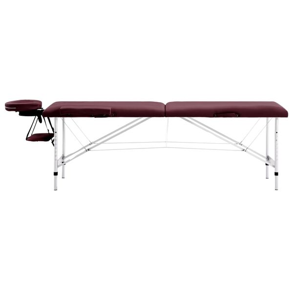 vidaXL Massagetafel inklapbaar 2 zones aluminum wijnpaars