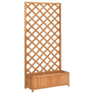 vidaXL Plantenbak met latwerk 90x35x180 cm massief vurenhout bruin