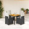 vidaXL 5-delige Bistroset met kussens poly rattan zwart