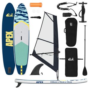 vidaXL Opblaasbaar SUP Board met Zeil APEX 330 x 76 x 15 cm Blauw voor