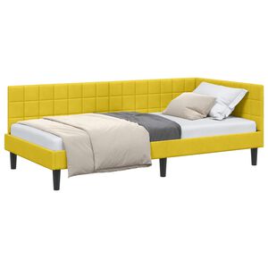 vidaXL Hoekbedframe met hoofdeinde Geel 90 cm x 190 cm Fluweel