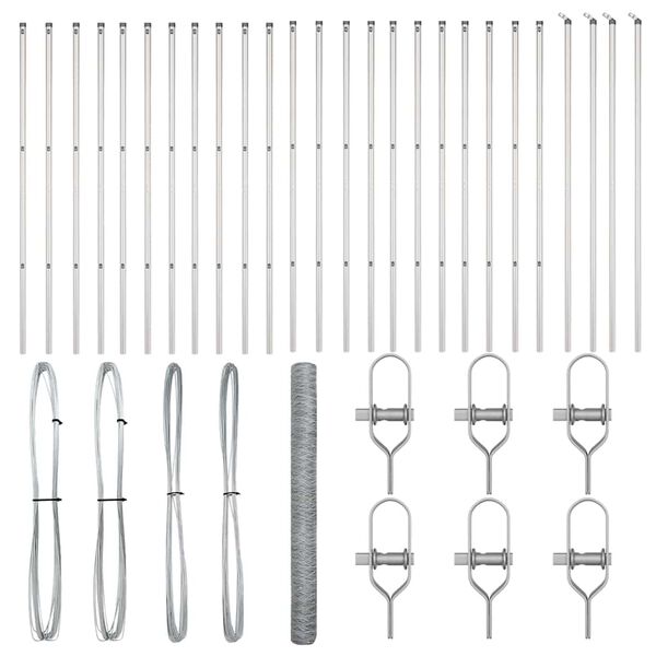 vidaXL Afrasteringspaal Zilver 50 x 1,6 m (36 mm gaas) Staal