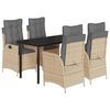 vidaXL 5-delige Tuinset met kussens poly rattan beige