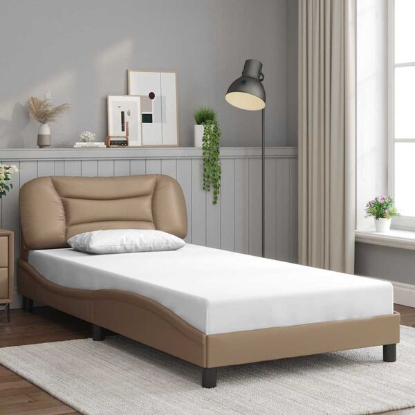 vidaXL Bedframe zonder matras "Hvar" kunstleer cappuccinokleurig 100x200 cm