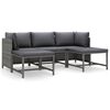 vidaXL 5-delige Loungeset met kussens poly rattan grijs