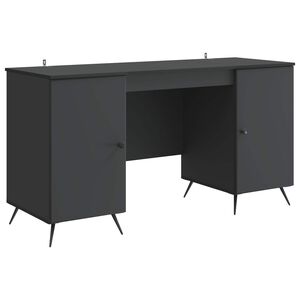 vidaXL Bureau met plank Zwart 142,5 x 50 x 75 cm Bewerkt hout