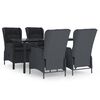 vidaXL 5-delige Tuinset poly rattan donkergrijs