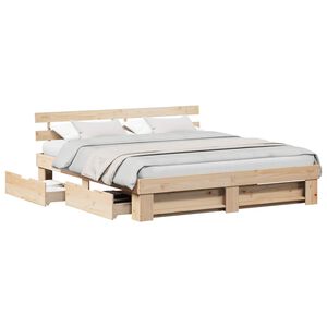 vidaXL Bedframe met hoofdeinde Bruin 180 x 200 cm Massief grenenhout
