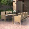 vidaXL 7-delige Tuinset poly rattan en gehard glas beige