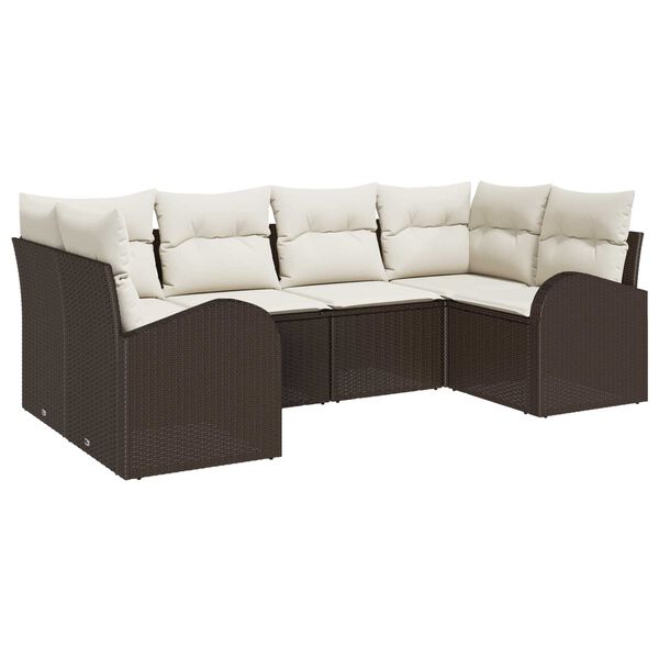 vidaXL Tuin Sofa Set met kussen 6 pcs Bruin Poly Rattan
