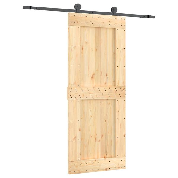 vidaXL Schuifdeur met beslag 85x210 cm massief grenenhout