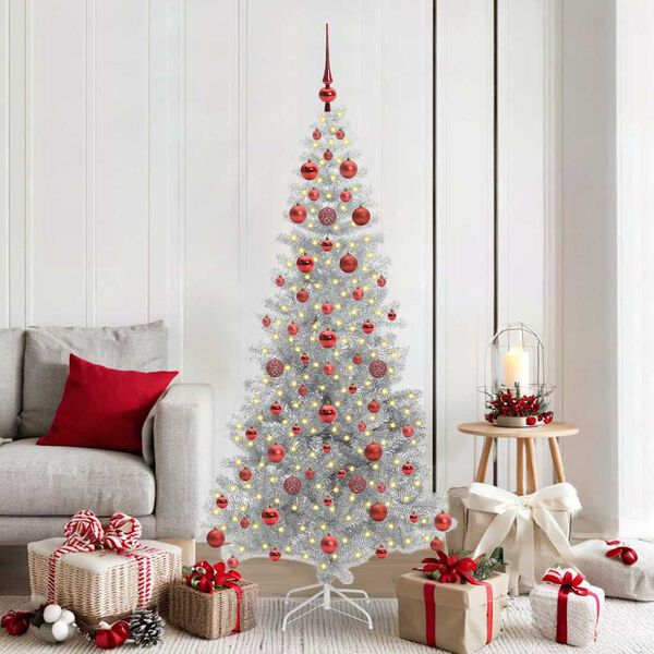 vidaXL Kerstboom met 300 LED met standaard Zilver 180 cm PET