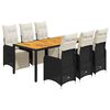 vidaXL 7-delige Bistroset met kussens poly rattan zwart