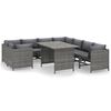 vidaXL 9-delige Loungeset met kussens poly rattan grijs