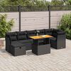 vidaXL 8-delige Loungeset met kussens poly rattan acacia zwart