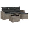 vidaXL 5-delige Loungeset met kussens poly rattan grijs