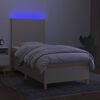 vidaXL Boxspring met matras en LED stof cr&egrave;mekleurig 80x200 cm