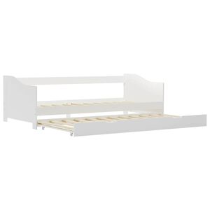 vidaXL Bedbank uittrekbaar grenenhout wit 90x200 cm