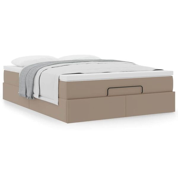 vidaXL Ottoman bed met matras 140x200cm kunstleer cappuccinokleurig
