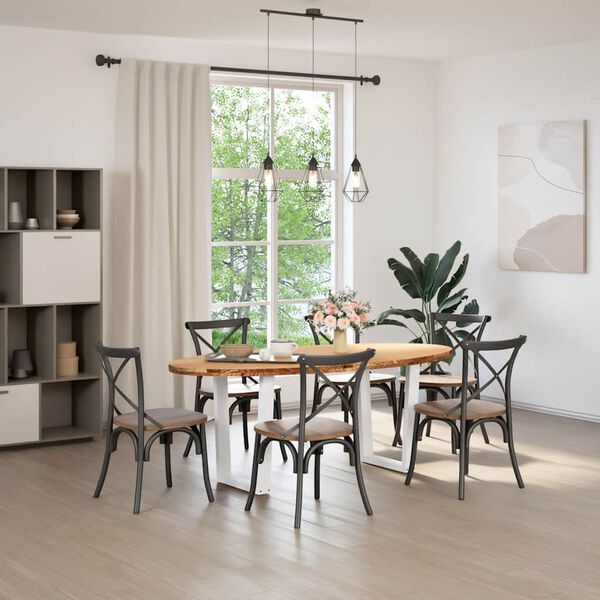 vidaXL Eettafel 200x100x74 cm ovaal massief eikenhout lichtbruin