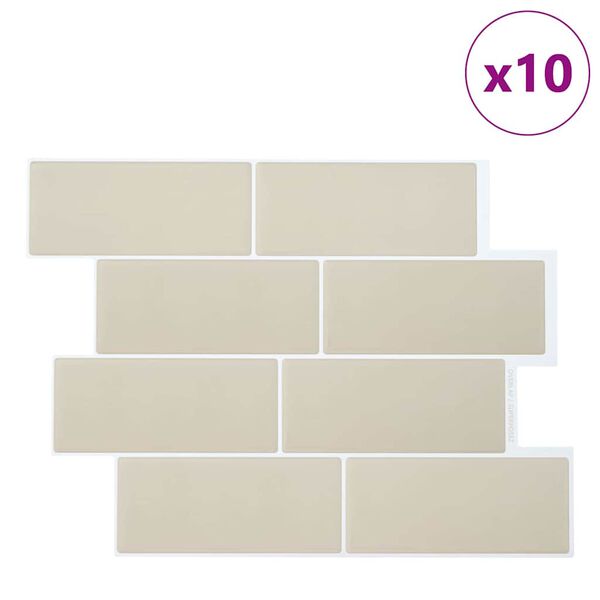 vidaXL Subway Tegel 10 pcs Beige 29.4 x 21.4 cm Polyurethaan en PET