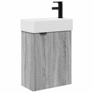 vidaXL Badkamermeubel met kraan Grijs Sonoma 45,5 x 22,5 x 84 cm