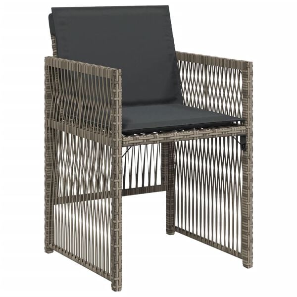 vidaXL Tuinstoelen 4 st met kussens poly rattan grijs
