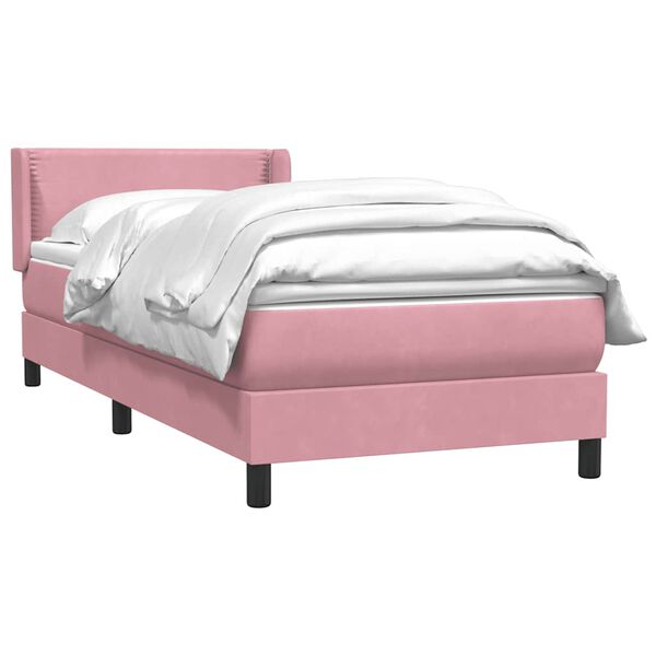 vidaXL Boxspring met matras fluweel roze 100x220 cm