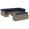 vidaXL 14-delige Loungeset met kussens poly rattan grijs