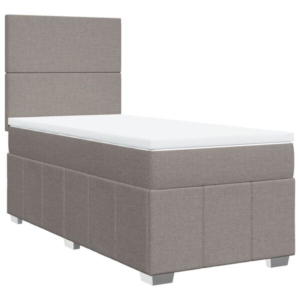 vidaXL Boxspring met matras stof taupe 90x200 cm