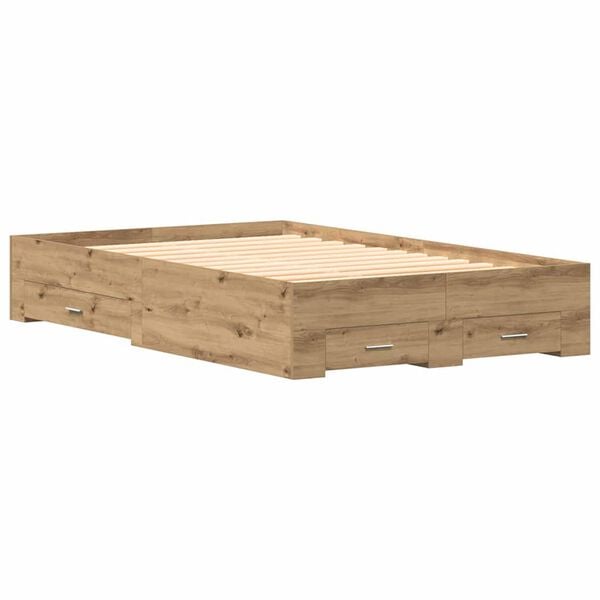 vidaXL Bedframe met lade Artisan Eiken 120 x 200 cm Bewerkt hout