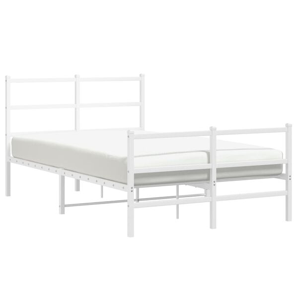 vidaXL Bedframe met hoofd- en voeteneinde metaal wit 120x200 cm