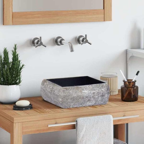 vidaXL Gootsteen 30x30x13 cm marmer zwart