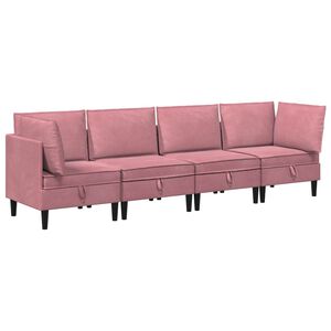 vidaXL Woonkamer Meubelset met kussen met opslag 4 pcs Roze Fluweel