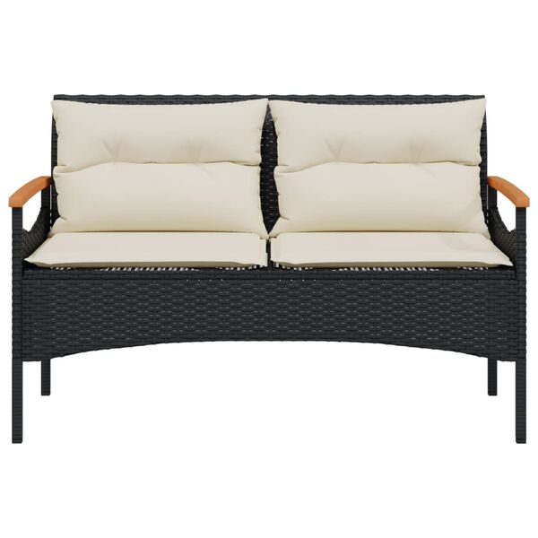 vidaXL 4-delige Loungeset met kussens poly rattan zwart