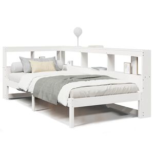 vidaXL Bed met boekenkast zonder matras grenenhout wit 90x190 cm