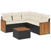 vidaXL 6-delige Loungeset met kussens poly rattan zwart