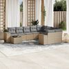 vidaXL 10-delige Loungeset met kussens poly rattan beige