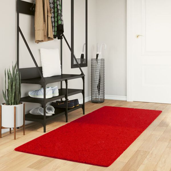 vidaXL Vloerkleed HUARTE laagpolig zacht wasbaar 80x200 cm rood