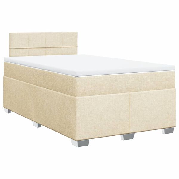 vidaXL Boxspring met matras stof cr&egrave;mekleurig 120x190 cm