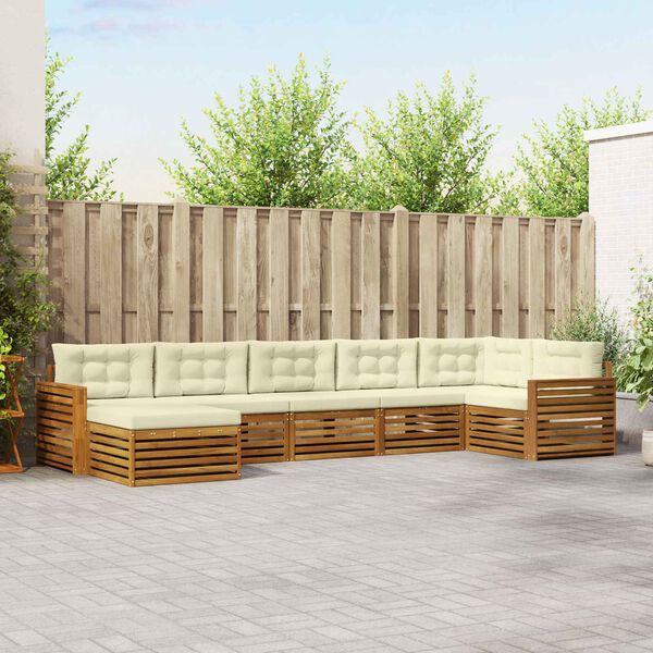 vidaXL Sofa-Sets 7 pcs Natuurlijk en Cr&egrave;me Massief Acaciahout