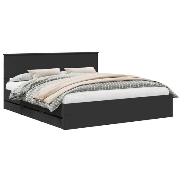 vidaXL Bedframe met lade met opslag Zwart 180 x 200 cm Ingenieurshout