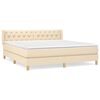 vidaXL Boxspring met matras stof cr&egrave;mekleurig 160x200 cm