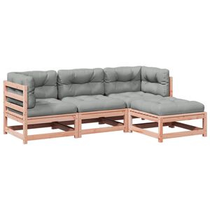 vidaXL 4-delige Loungeset met kussens massief douglas vurenhout