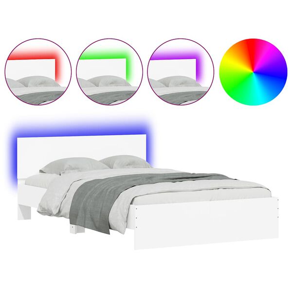 vidaXL Bedframe met hoofdeinde en LED wit 140x190 cm