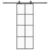 vidaXL Schuifdeur met beslagset 76x205 cm ESG glas zwart