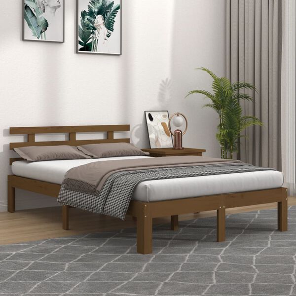 vidaXL Bedframe massief hout honingbruin 200x200 cm